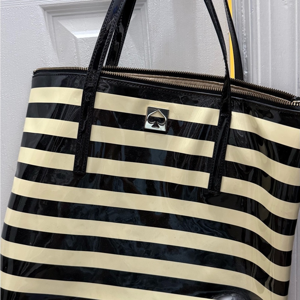 Kate Spade Black and Cream Nautical Stripe Tote